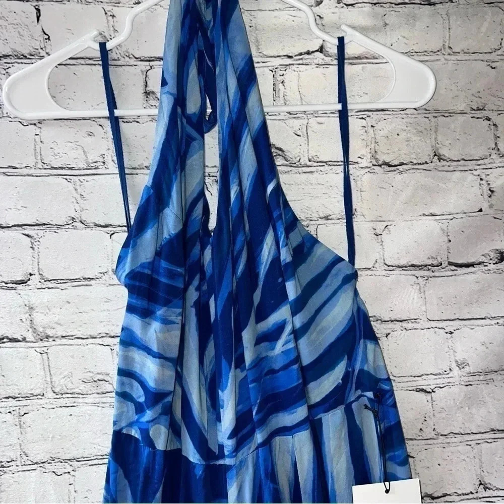 Bella Dahl Blue Palm Open Back Halter Jumpsuit Size Medium Brand New - Picture 8 of 13